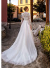 High Neck Beaded Ivory Lace Tulle Fancy Wedding Dress